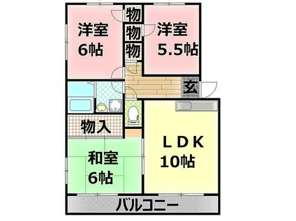 レヂデンスISHII(3LDK/3階)の間取り写真