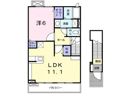 サニ-・カーサー二番館B(1LDK/2階)の間取り写真