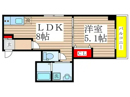 プランドール徳丸(1LDK/4階)の間取り写真