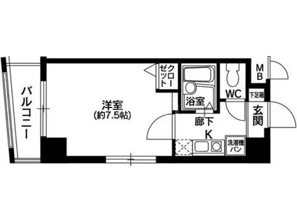 奈良屋グロリアス(1K/7階)の間取り写真