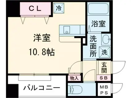 CHELSEA MANOR新屋敷(ワンルーム/7階)の間取り写真