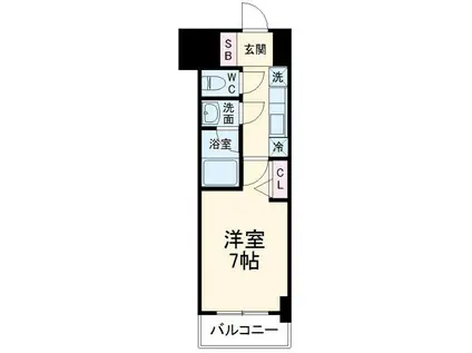 リーフコンフォート本厚木(1K/13階)の間取り写真