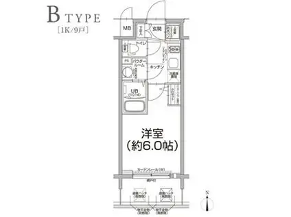 エスリード天六ラグジェ(1K/2階)の間取り写真