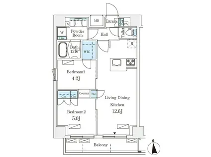 OPENBLOOM ASAKUSABASHI(2LDK/8階)の間取り写真
