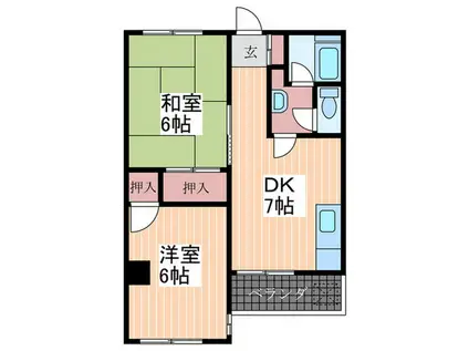 高木ビル(2DK/2階)の間取り写真