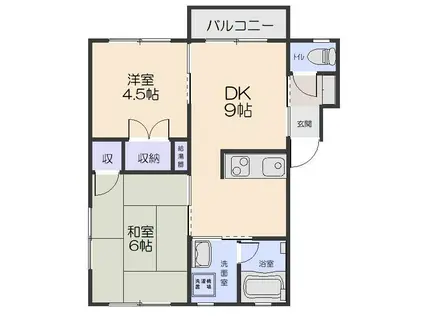 コーポゆりのき(2DK/4階)の間取り写真