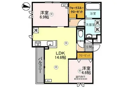 D-ROOM尾崎丁(2LDK/3階)の間取り写真
