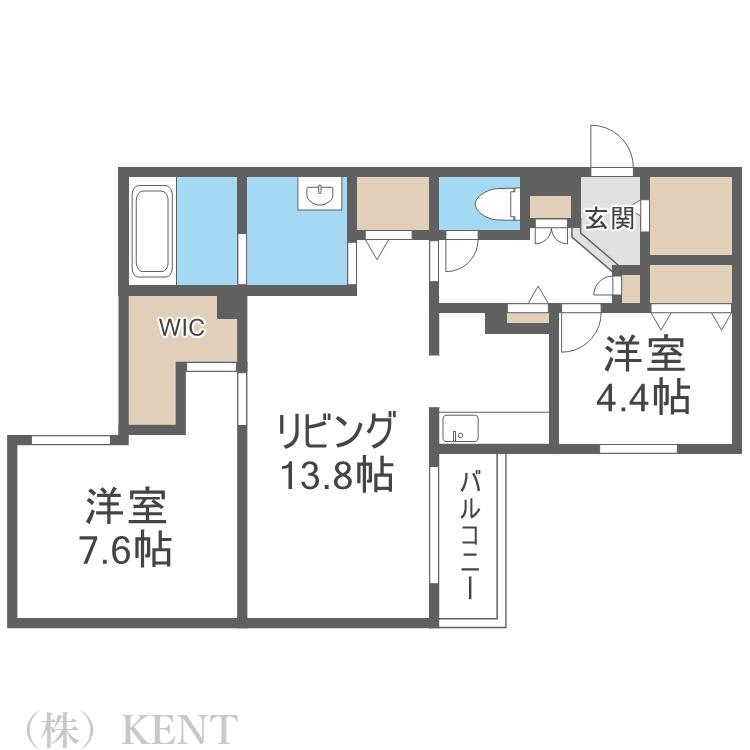 エフュート南円山(2LDK/1階)の間取り写真