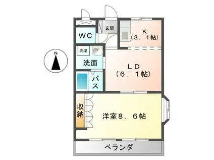 サンタ ピュアリ(1LDK/2階)の間取り写真