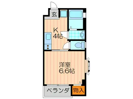 菊水パレス(1K/4階)の間取り写真