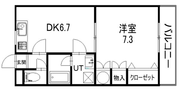 ハイツグリンサイド3(1DK/4階)の間取り写真