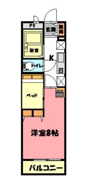 ルピナス 川上(1K/3階)の間取り写真