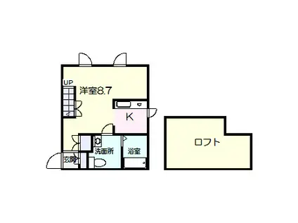 プリマ前橋朝倉(1K/2階)の間取り写真