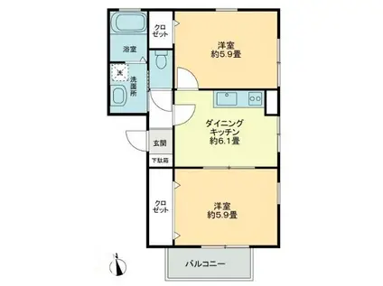 フォブールDMCD(2DK/1階)の間取り写真