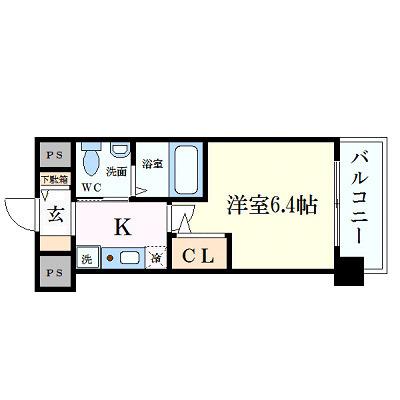 エスリード野田阪神駅前(1K/8階)の間取り写真