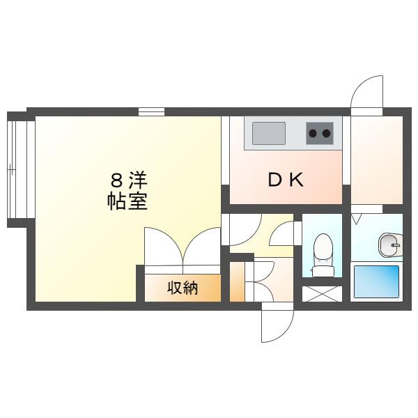 タウンパル(1K/1階)の間取り写真