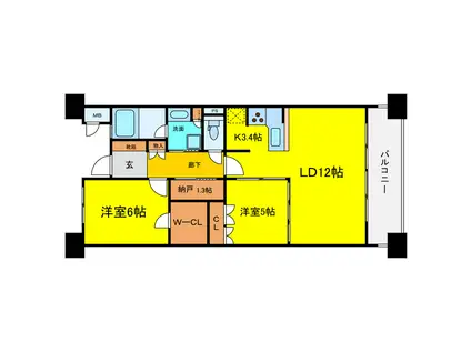 BELISTAタワー福島(2LDK/8階)の間取り写真