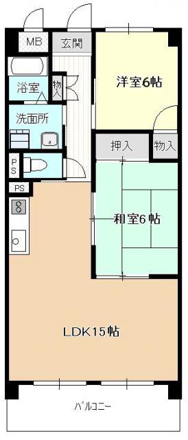 ドミール栄(2LDK/4階)の間取り写真
