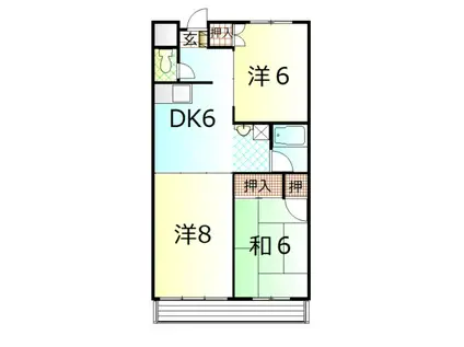 アビタシオン富士岡(3DK/4階)の間取り写真