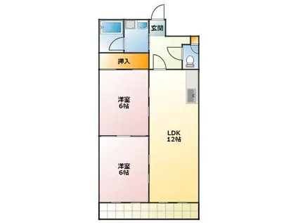 岩月ビルディング(2LDK/4階)の間取り写真