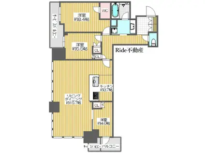 シエリアタワー大阪堀江(3LDK/36階)の間取り写真