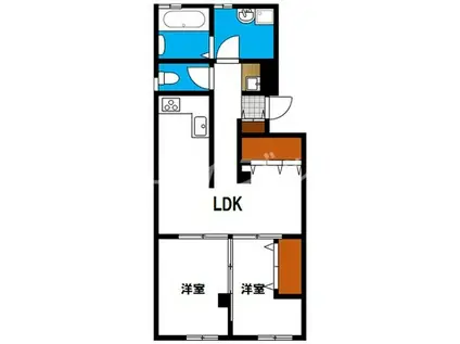 車屋マンション(2LDK/2階)の間取り写真