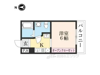 ドミール東洞院(1K/2階)の間取り写真