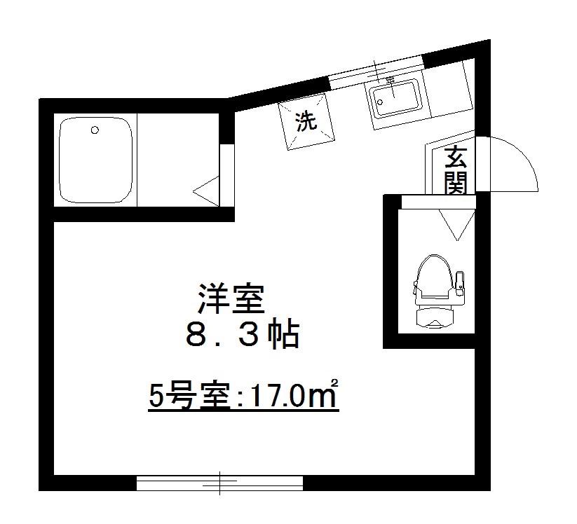 長屋アパートメントHACHI(ワンルーム/2階)の間取り写真