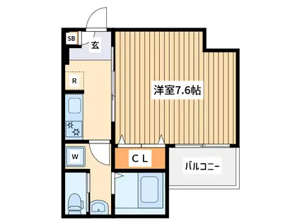 フィオーレ淵野辺(1K/1階)の間取り写真