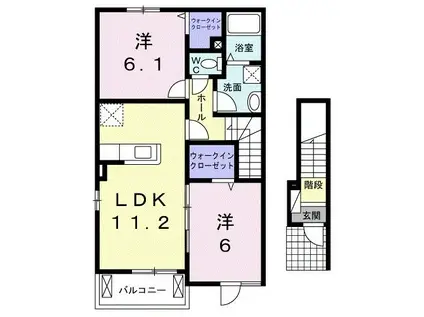 ラージ・フィールドB(2LDK/2階)の間取り写真