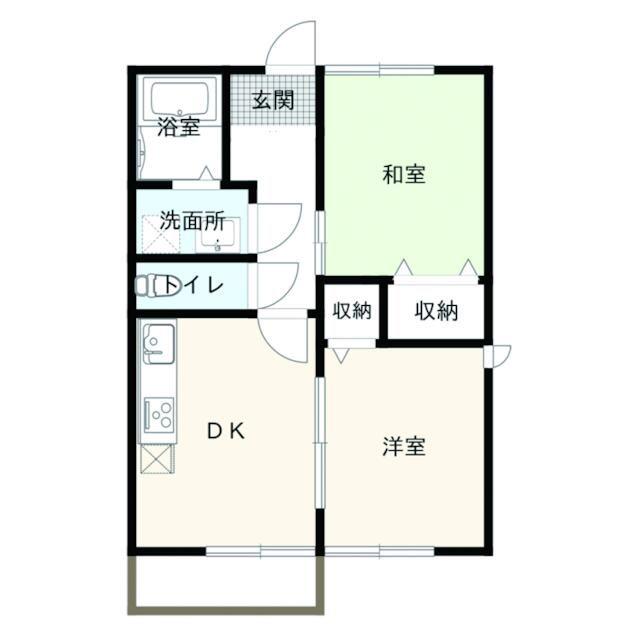 ポルテ三原西野(2DK/2階)の間取り写真