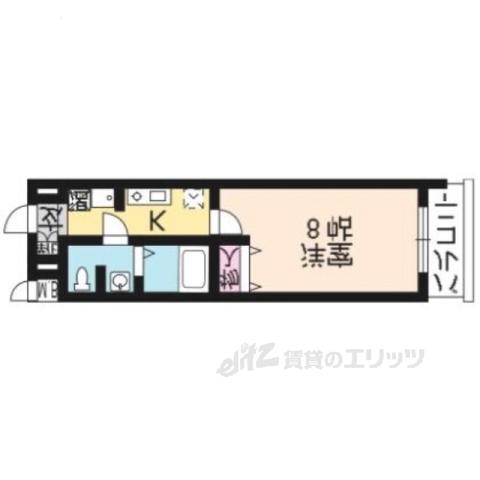 ＪＲ山陰本線 丹波口駅 徒歩8分 3階建 築22年(1K/3階)の間取り写真