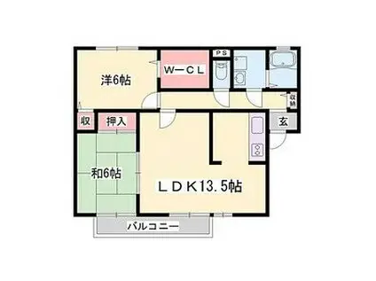 グリーンコート(2LDK/2階)の間取り写真