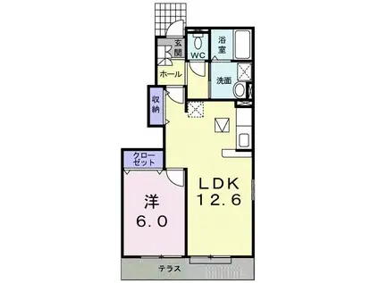 メゾン ファミーユIA(1LDK/1階)の間取り写真