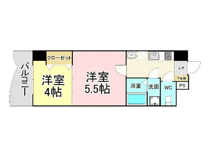 ロイヤルマジェスティ(2K/15階)の間取り写真