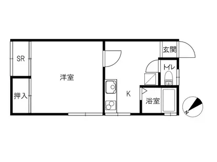 ジュネスくれない2(1K/1階)の間取り写真