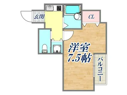 ハーバーウエスト神戸(1K/8階)の間取り写真