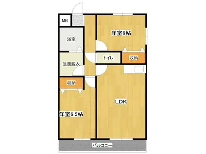 ベルセーヌ松葉(2LDK/2階)の間取り写真