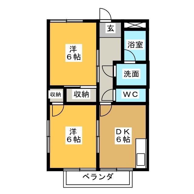 タツミハイツ(2DK/1階)の間取り写真