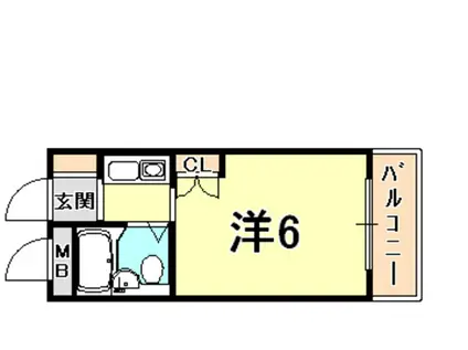 ジョイフル西宮北口Ⅰ(ワンルーム/2階)の間取り写真