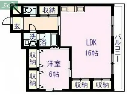 アメニティー伊島(1LDK/3階)の間取り写真
