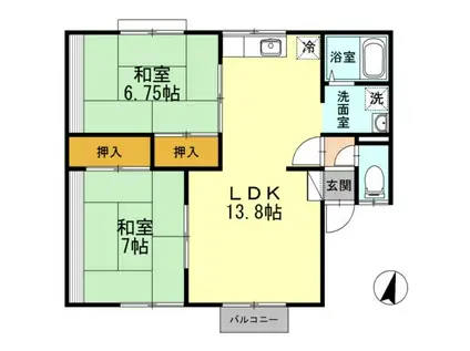 ルグラン小田前 A(2LDK/2階)の間取り写真