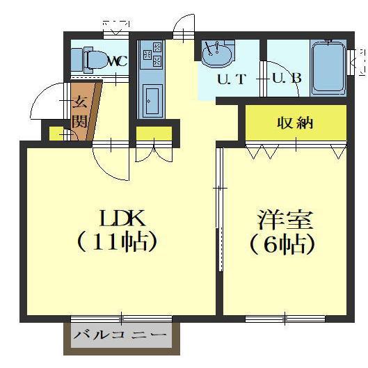 リトルパレット(1LDK/1階)の間取り写真
