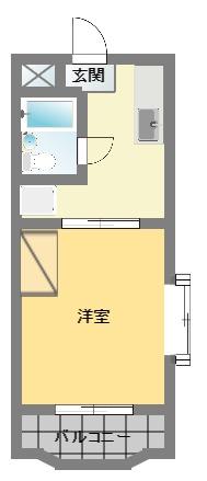 馬込川マンション(1K/3階)の間取り写真