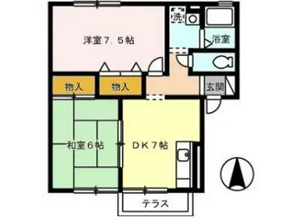 コーポラス西本A棟(2DK/1階)の間取り写真