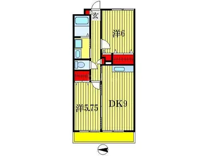 ディアコート(2DK/3階)の間取り写真