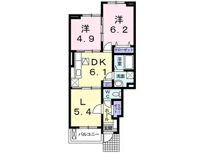 STARRY NOON Ⅴ(2LDK/1階)の間取り写真