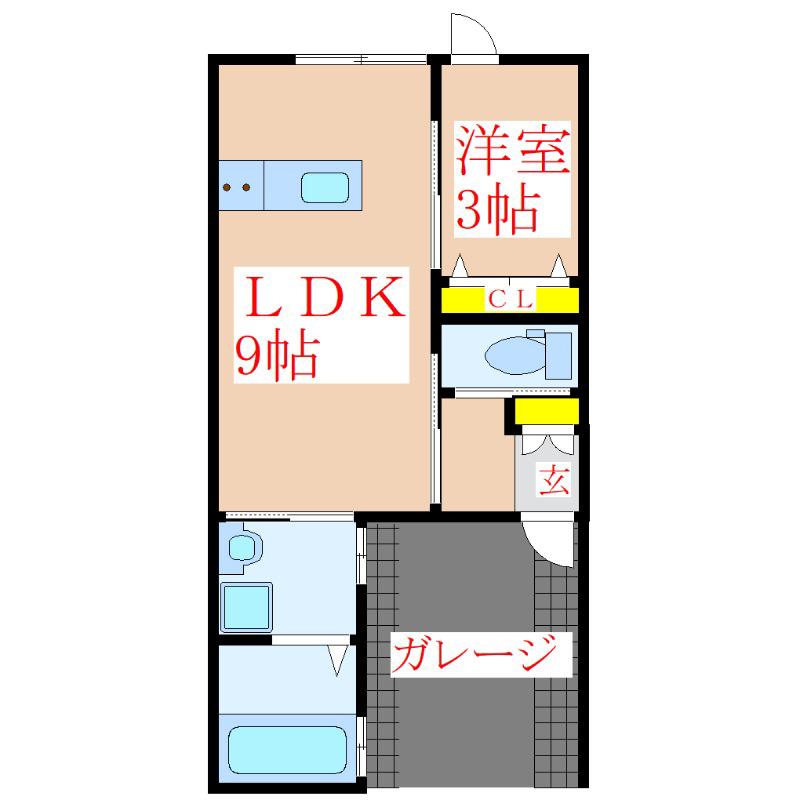 PIASTRATA B棟(1LDK/1階)の間取り写真