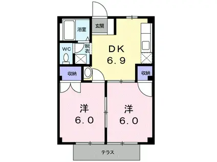 エスポワール内海A(2DK/1階)の間取り写真