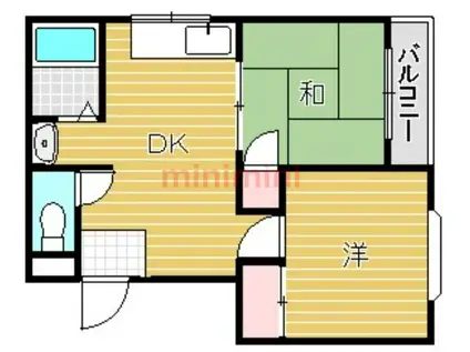 ホワイトハウス小柳(2DK/2階)の間取り写真
